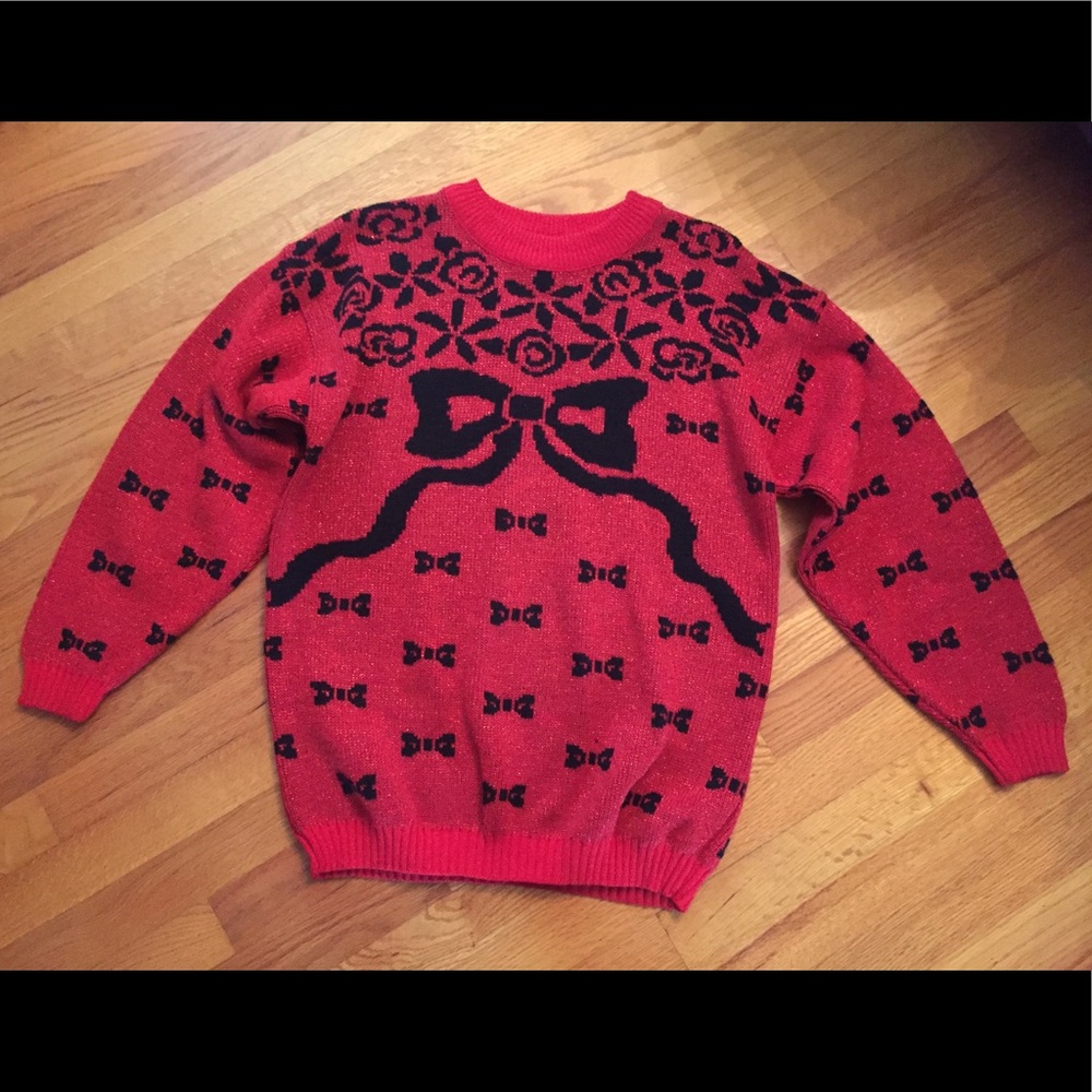 Vintage Sparkly Red Over-Sized Sweater